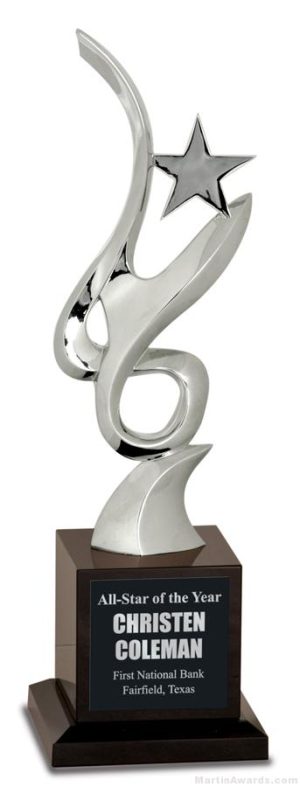 11 3/4 inch Silver Metal Art Crystal Award