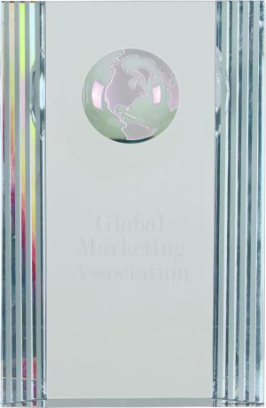 Crystal Award with Globe Etching