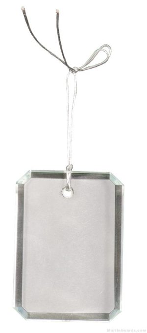 3 inch Crystal Rectangle Clipped Corner Ornament