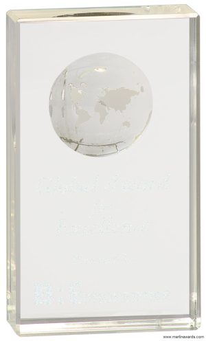 Crystal Rectangle with inset Globe - Image 2