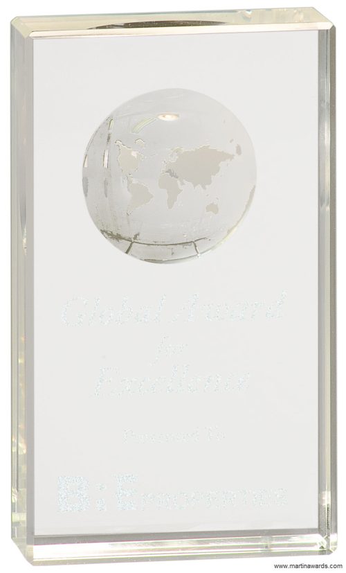 Crystal Rectangle with inset Globe