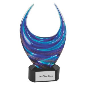 Blue and Gold Crescent Art Glass Award
