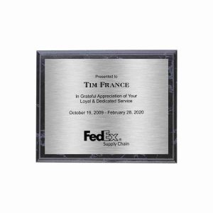 Black Marble finish Plaque with Silver Plate