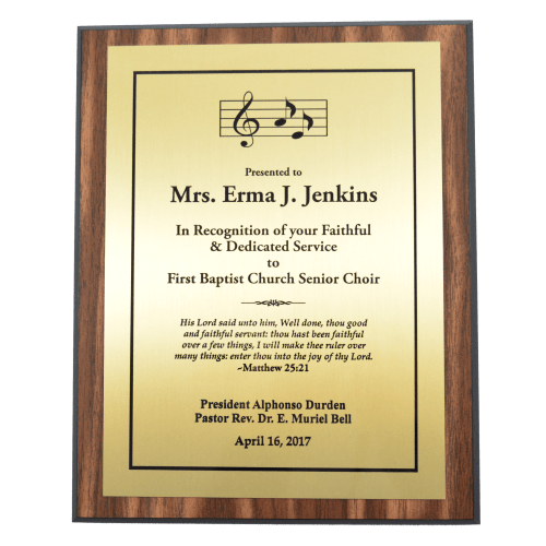 8" x 10" Walnut Finish Plaque with Gold Plate (1 Day Rush)