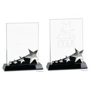 Rectangle Silver Stars Crystal Award