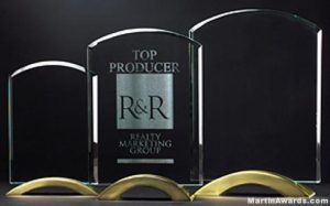 Arch Glass Awards with Gold Metal Base