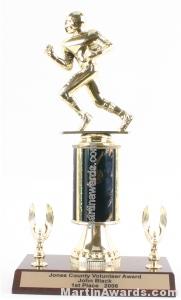 Black Single Column Football With 2 Eagles Trophy