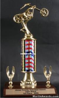 Red/White/Blue Single Column Chopper Motorcycle With 2 Eagles Trophy