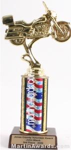 Red/White/Blue Single Column Road Motorcycle Trophy