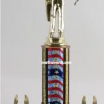 Red/White/Blue Single Column Male Archer With 2 Eagles Trophy 1