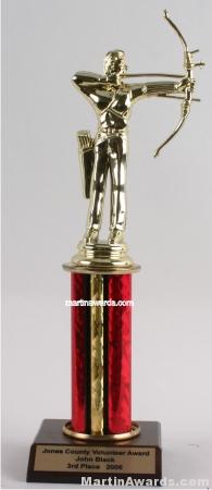 Red Single Column Male Archer Trophy