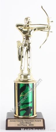 Green Single Column Male Archer Trophy