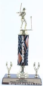 Wood Single Column Female T-Ball With 2 Eagles Trophy