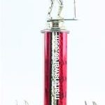 Red Single Column Female T-Ball With 2 Eagles Trophy 1