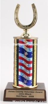 Red/White/Blue Single Column Horseshoe Trophy