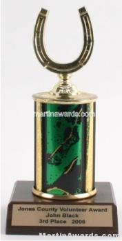 Green Single Column Horseshoe Trophy