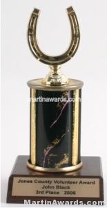 Black Single Column Horseshoe Trophy