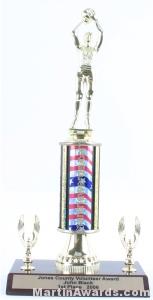 Red/White/Blue Single Column Female Basketball With 2 Eagles Trophy