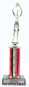 Red Single Column Female Basketball Trophy