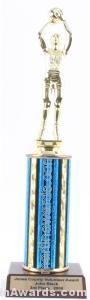 Blue Single Column Female Basketball Trophy