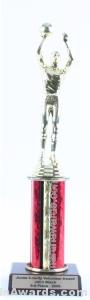 Red Single Column Male Basketball Trophy