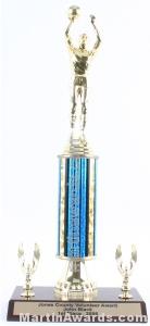Blue Single Column Male Basketball With 2 Eagle Trophy