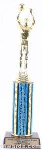 Blue Single Column Male Basketball Trophy