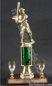 Green Single Column Male Baseball/Softball With 2 Eagles Trophy
