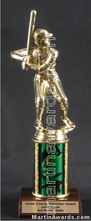 Green Single Column Male Baseball/Softball Trophy