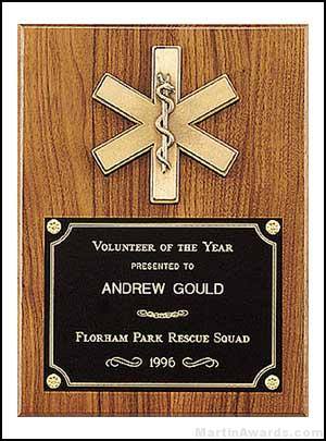 Plaque - Fireman Award Plaque Emergency Medical Award