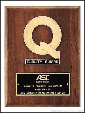 Plaque with Quality Award