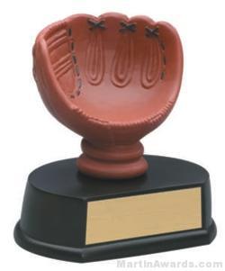 (Holds Baseball) Baseball Glove Gold Resin Trophy 1