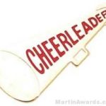 1 1/4″ Etched Soft Enamel Cheerleader Megaphone Chenille Letter Pin 1