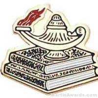 3/4" Etched Soft Enamel Lamp Of Learning Chenille Letter Pin