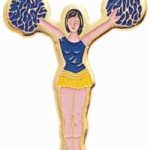 7/8″ Etched Soft Enamel Cheerleader Chenille Letter Pin 1