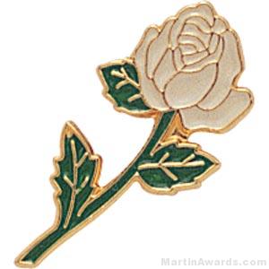 White Rose Enamel Lapel Pins