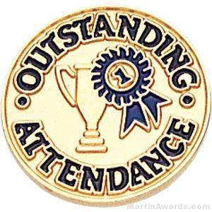 Outstanding Attendance Round Enamel Lapel Pins