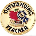 3/4″ Outstanding Teacher Round Enameled Lapel Pins 1
