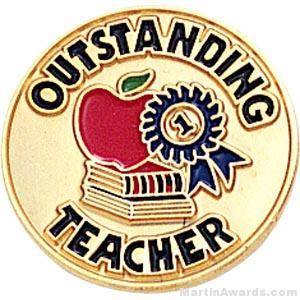 3/4" Outstanding Teacher Round Enameled Lapel Pins