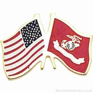 1" USMC-American Flag Pins