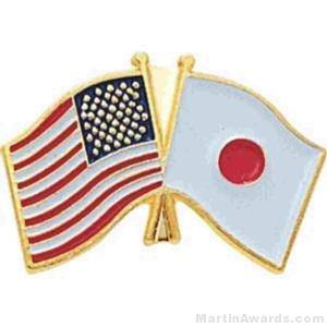 3/4" Japanese-American Flag Pins