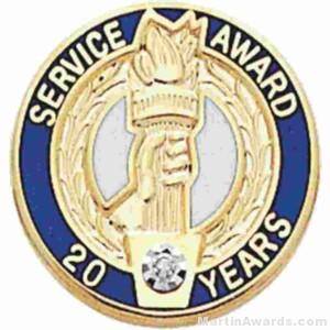 3/4" Service Recognition Award Pins 25 Years with Diamond