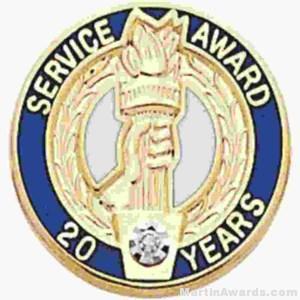 3/4" Service Recognition Award Pins 5 Years with Diamond