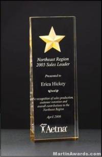 Acrylic Awards - Constellation Series Acrylic Award - Etched Star with Gold Paint Fill and Mirrored