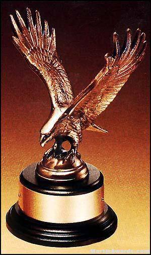 Eagle Award - Antique Bronze Cast Eagle Award with Black Round Base